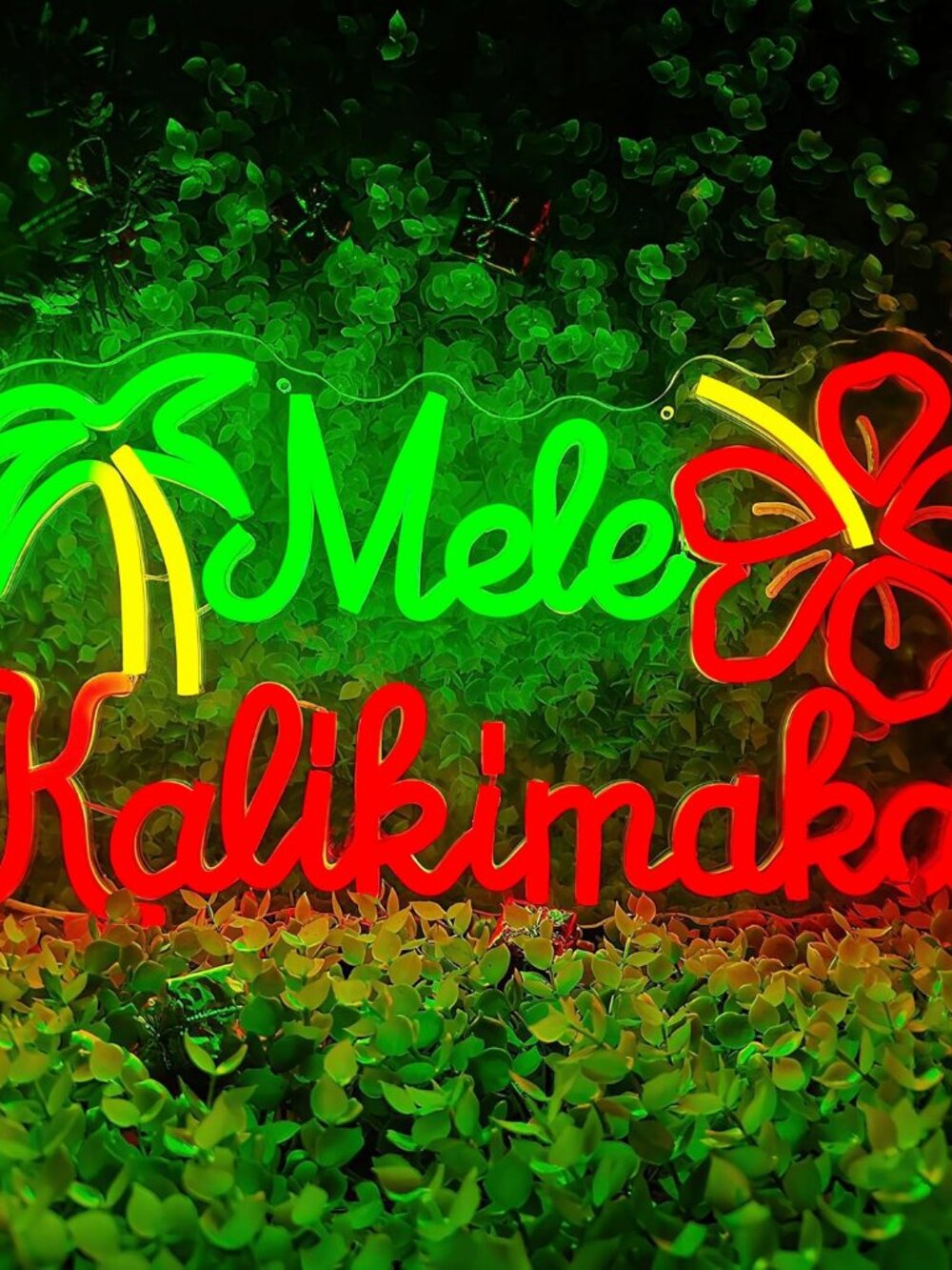 NEW Mele Kalikimaka Hawaiian Christmas LED Neon Sign Palm Hibiscus USB